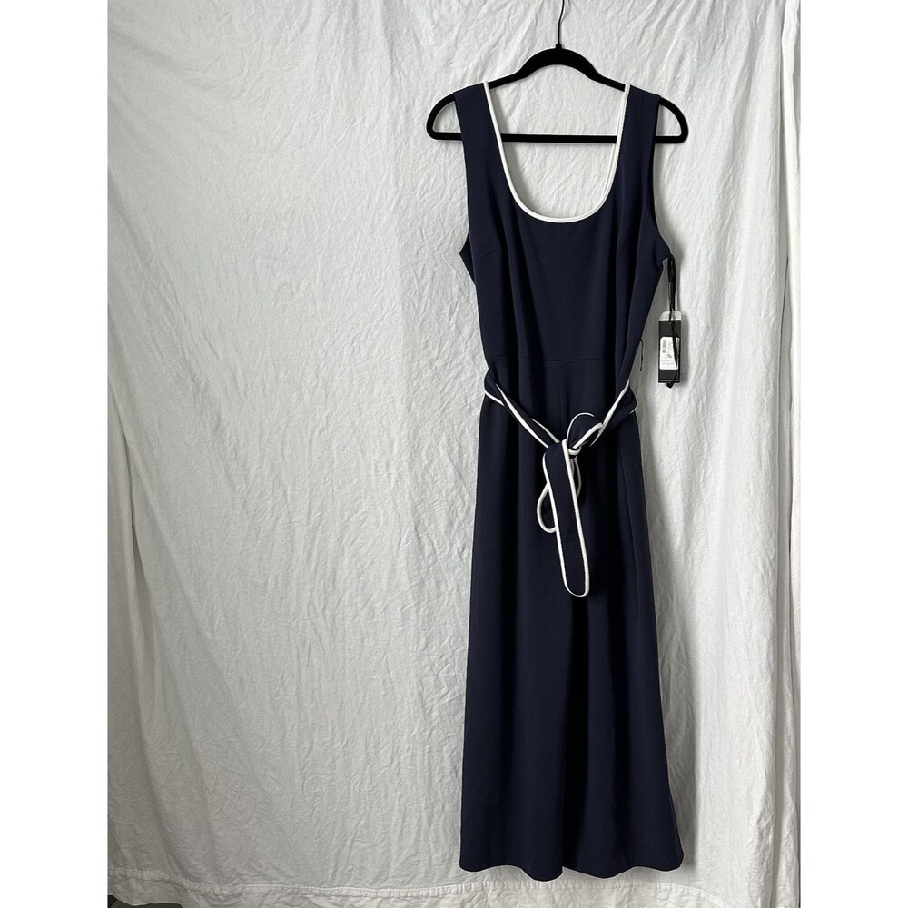 NEW Karl Lagerfeld Size 14 Women's Jumpsuit Navy Wide Leg Cropped with Belt